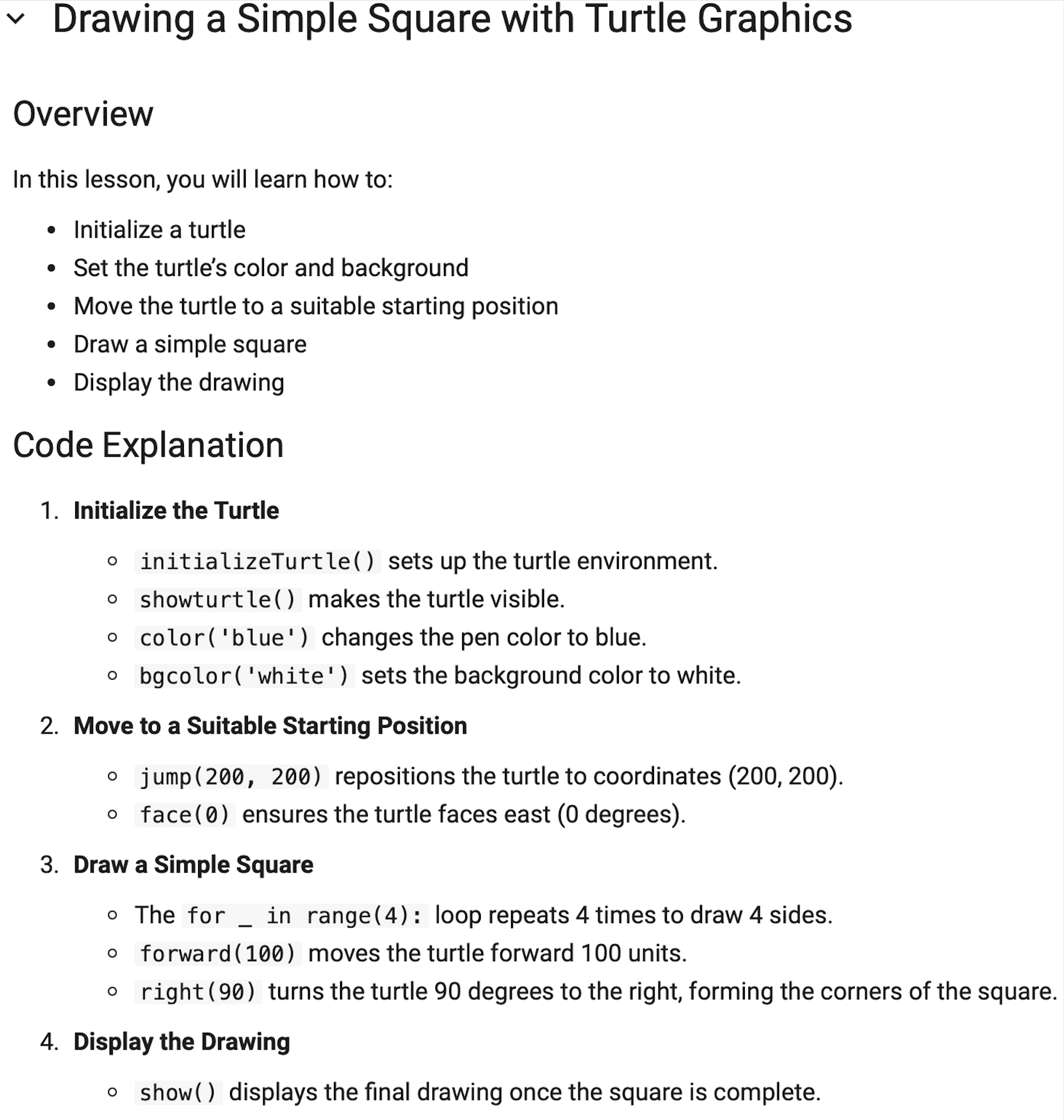 Description of Turtle Library